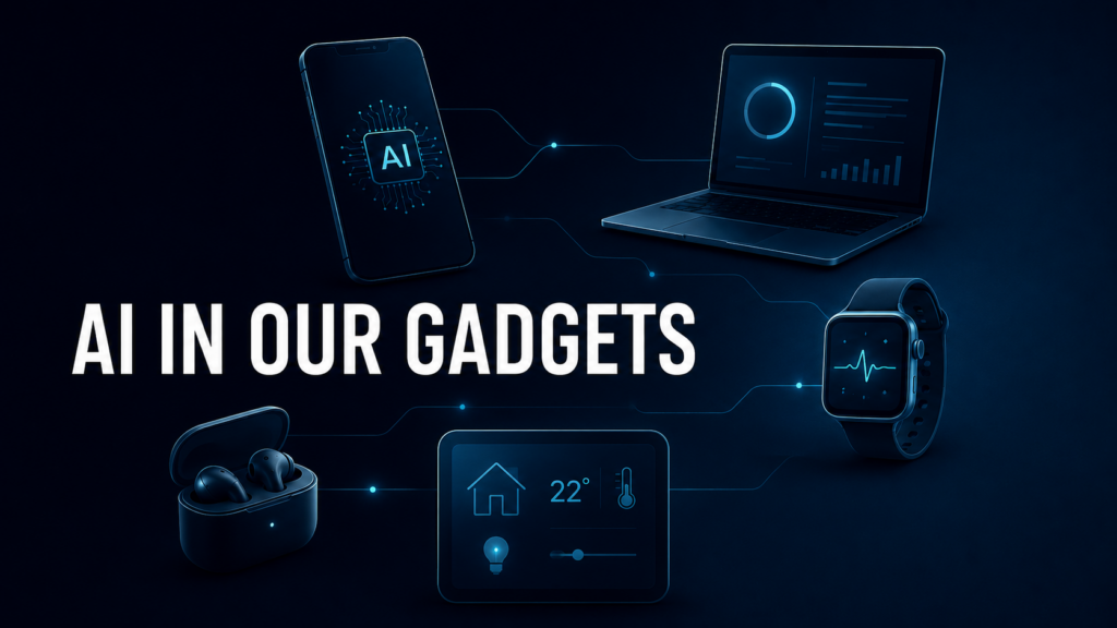 AI Is Moving Into Our Gadgets, but Do We Really Need It? AI-powered smartphones, smartwatches and home devices representing artificial intelligence in everyday gadgets
