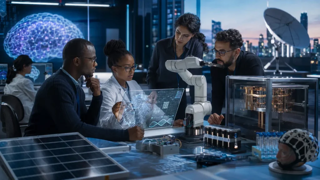 Beyond AI: The Technologies That Could Define the Next Decade A futuristic city featuring quantum computing, robotics, biotechnology, clean energy and advanced digital infrastructure